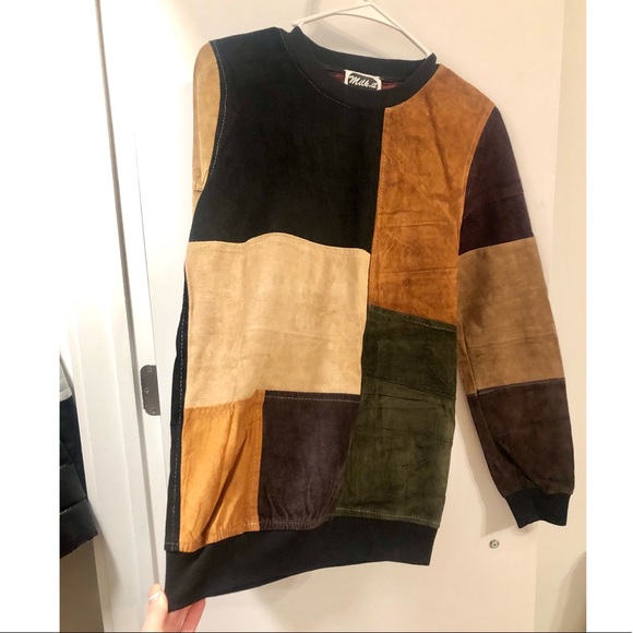 ASOS Milk it vintage 70’s patchwork suede sweater - Picture 4 of 7